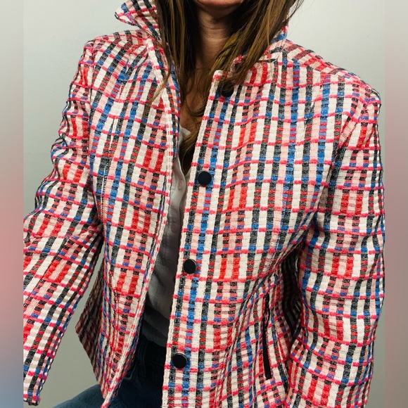 Akris Punto Tweed Plaid Jacket · Boxy Tailored Silhouette - Picture 2 of 16